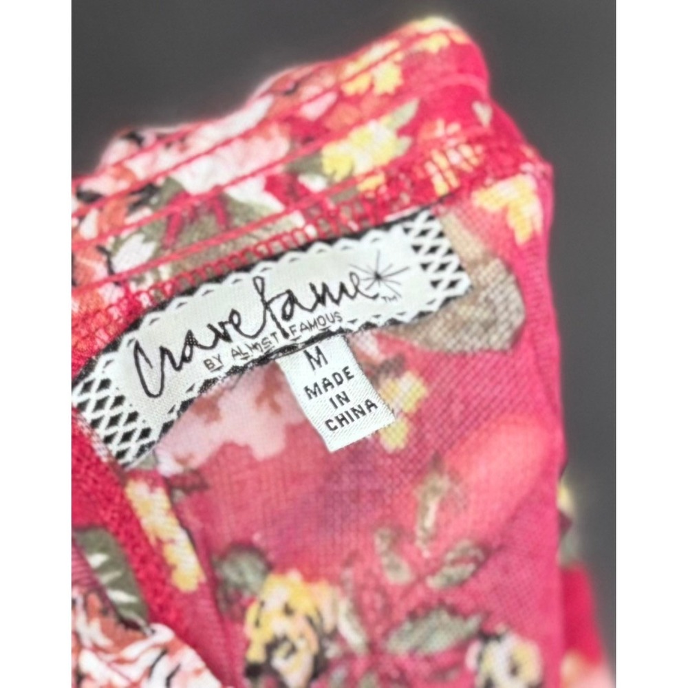 Crave Fame by Almost Famous Womens Floral Ruffle Sleeveless Blouse Red M - Picture 5 of 5
